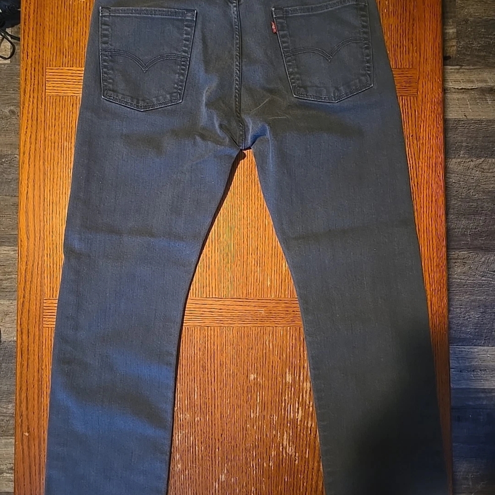 Levis 513 Jeans Mens 38x32 Gray Denim Slim Straight Leg Casual Stretch - Picture 3 of 3